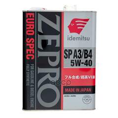Купить МАСЛО МОТОРНОЕ IDEMITSU ZEPRO EURO SPEC 5W-40 SP A3/B4 4Л (1849-004) 30006041-004
