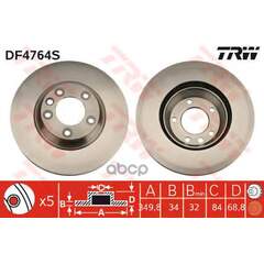 Купить ДИСК ТОРМОЗНОЙ ПЕРЕДН ЛЕВЫЙ AUDI Q7 (4L_), VW TOUAREG (7L_) DF4764S
