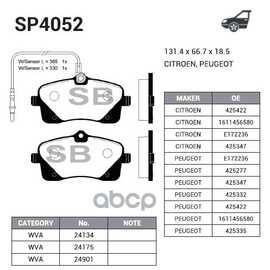 Купить КОЛОДКИ ПЕРЕДНИЕ PEUGEOT 407 SP4052