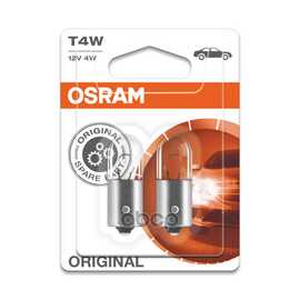 Купить ЛАМПА 12V T4W 4W BA9S OSRAM ORIGINAL LINE 2 ШТ. БЛИСТЕР 3893-02B