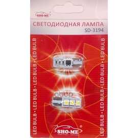 Купить ЛАМПА СВЕТОДИОДНАЯ 12V T10 0,6W 5000K SHO-ME 2 ШТ. КАРТОН SD-3194