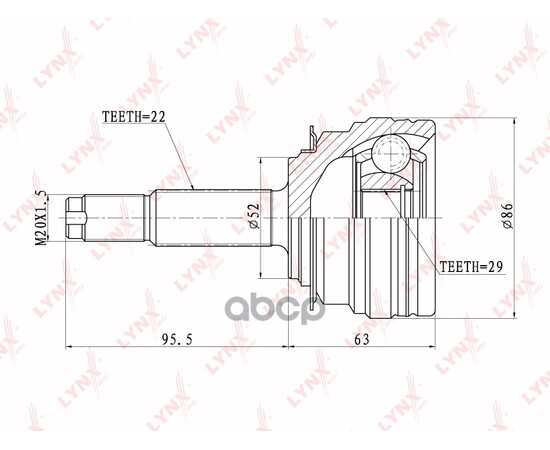 Купить ШРУС НАРУЖНЫЙ DAEWOO LANOS (22/29 ШЛ) LYNXAUTO CO-1810