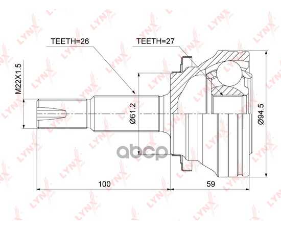 Купить ШРУС НАРУЖНЫЙ (КОМПЛ.) TOYOTA RAV4 III 06-12 /МКПП LYNXAUTO CO-3855