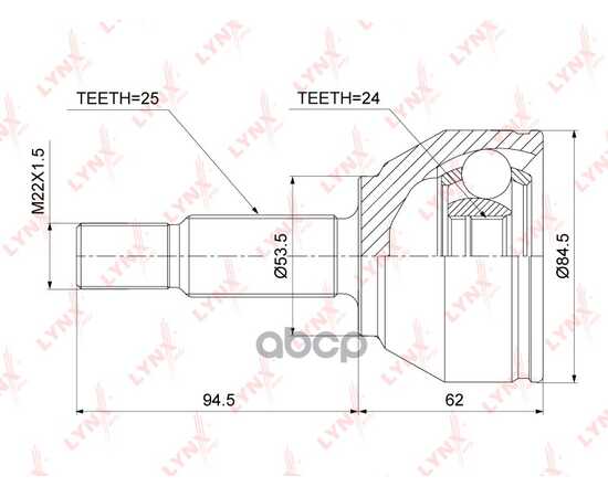 Купить ШРУС НАРУЖНЫЙ FORD TRANSIT/TOURNEO CONNECT 1.8D 02-13 LYNXAUTO CO-3788