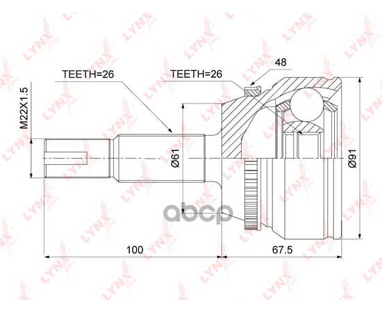 Купить ШРУС LYNXAUTO CO-3906A