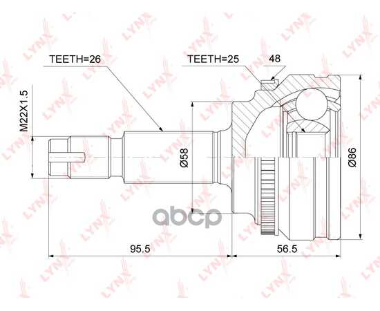 Купить ШРУС НАРУЖНЫЙ (КОМПЛ) TOYOTA AVILON/COROLLA/PREMIO/WISH LYNXAUTO CO-3753A