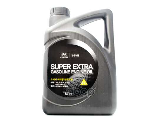 Купить МАСЛО МОТОРНОЕ ПОЛУСИНТЕТИЧЕСКОЕ HYUNDAI/KIA SUPER EXTRA GASOLINE 5W-30 4Л 05100-00410