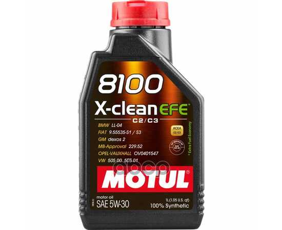 Купить МАСЛО МОТОРНОЕ MOTUL 8100 X-CLEAN EFE 5W-30 СИНТЕТИЧЕСКОЕ 1 Л 111687