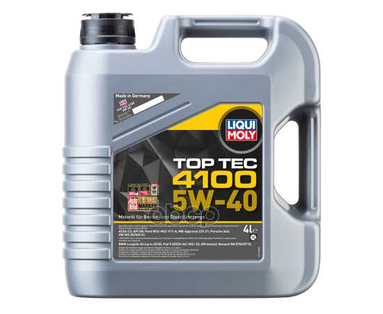 Купить МАСЛО МОТОРНОЕ LIQUI MOLY TOP TEC 4100 5W-40 СИНТЕТИЧЕСКОЕ 4 Л 2195/7547