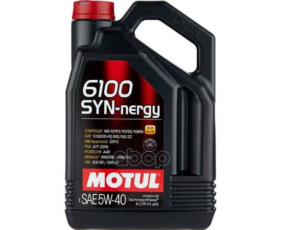 Купить МАСЛО МОТОРНОЕ MOTUL 6100 SYN-NERGY 5W-40 СИНТЕТИЧЕСКОЕ 4 Л 111862