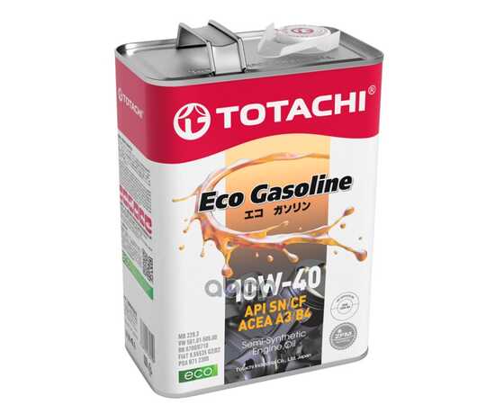 Купить МАСЛО МОТОРНОЕ TOTACHI ECO GASOLINE 10W-40 ПОЛУСИНТЕТИЧЕСКОЕ 4 Л 4589904934919