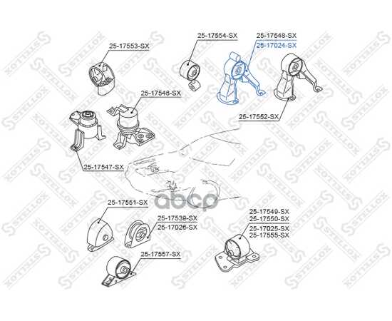 Купить ПОДУШКА ДВС ЗАДНЯЯ MITSUBISHI LANCER CS1A/CS2A/S3A 00> STELLOX 2517024_SX