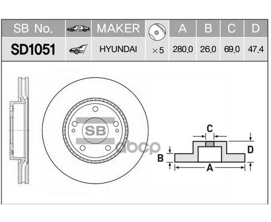 Купить ДИСК ТОРМОЗНОЙ ПЕРЕДНИЙ HYUNDAI TUCSON/SONATA/ELANTRA SANGSIN BRAKE SD1051