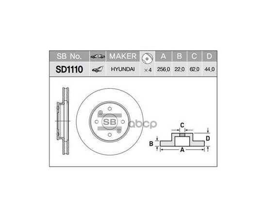 Купить ДИСК ТОРМОЗНОЙ ПЕРЕДНИЙ SANGSIN BRAKE SD1110