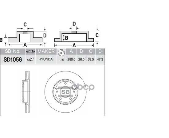 Купить ДИСК ТОРМОЗНОЙ ПЕРЕДНИЙ HYUNDAI TUCSON/SONATA/ELANTRA SANGSIN BRAKE SD1056