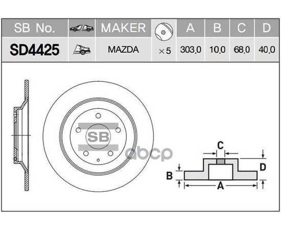 Купить ДИСК ТОРМОЗНОЙ ЗАДНИЙ MAZDA CX-5 SANGSIN BRAKE SD4425