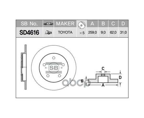 Купить ДИСК ТОРМОЗНОЙ ЗАДНИЙ SANGSIN BRAKE SD4616