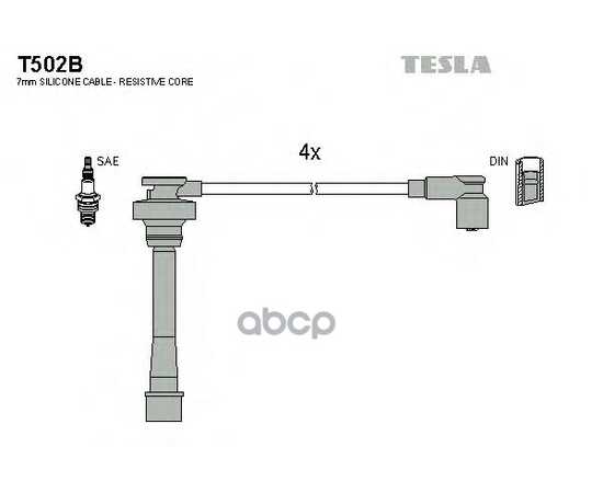 Купить ПРОВОДА ВЫСОКОВОЛЬТНЫЕ, КОМПЛЕКТ MITSUBISHI CARISMA /VOLVO S40/V40 TESLA T502B