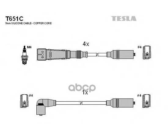 Купить ПРОВОДА ВЫСОКОВОЛЬТНЫЕ КОМПЛ. VW G4/PASSAT1.8/2.0 RC-VW904 TESLA T651C