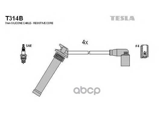 Купить ПРОВОДА ВЫСОКОВОЛЬТНЫЕ КОМПЛ. CHERRY FORA 1.6 ДВ. SQR481F TESLA T314B