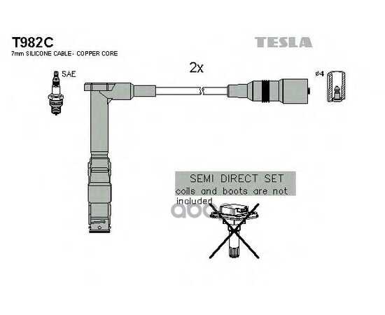 Купить ПРОВОДА ВЫСОКОВОЛЬТНЫЕ КОМПЛ. MB W202/124/210 TESLA T982C