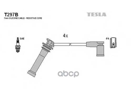 Купить ПРОВОДА ВЫСОКОВОЛЬТНЫЕ MAZDA 6 1.8/2.0/2.3 02-> TESLA T297B