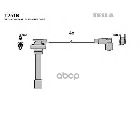 Купить ПРОВОДА ВЫСОКОВОЛЬТНЫЕ КОМПЛ. MITSUBISHI TESLA T251B