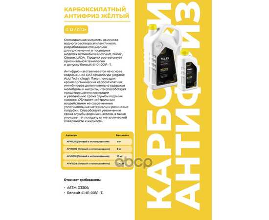 Купить АНТИФРИЗ ГОТОВ К ПРИМЕНЕНИЮ G12 (ЖЁЛТЫЙ) 10 КГ. (SUPER LONG LIFE COOLANT -40C) AFYR010