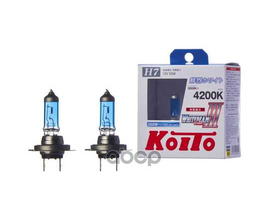 Купить ЛАМПА 12V H7 100/55W PX26D 4200K KOITO WHITEBEAM КОМПЛЕКТ DUOBOX P0755W