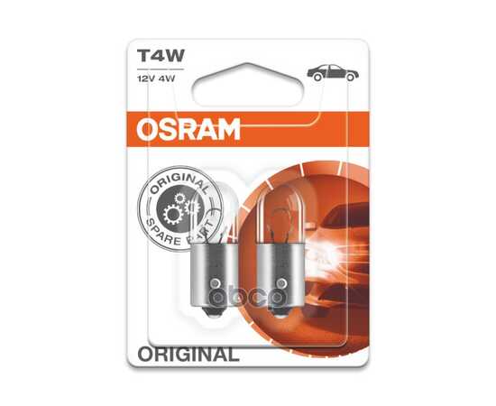 Купить ЛАМПА 12V T4W 4W BA9S OSRAM ORIGINAL LINE 2 ШТ. БЛИСТЕР 3893-02B