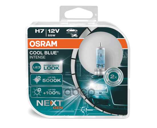 Купить ЛАМПА 12V H7 55W PX26D 5000K OSRAM COOL BLUE INTENSE 2 ШТ. DUOBOX 64210CBN-HCB