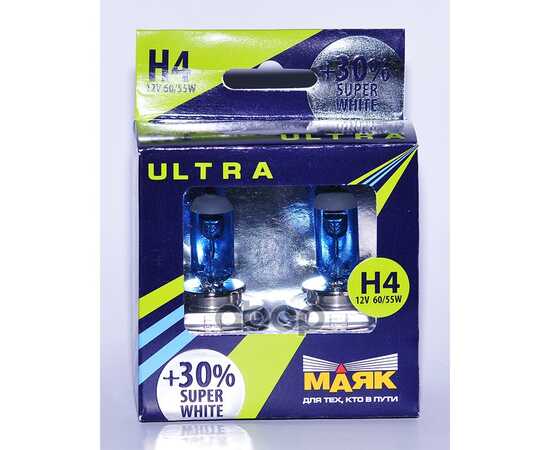 Купить ЛАМПА 12V H4 60/55W +30% P43T МАЯК ULTRA 2 ШТ. DUOBOX 82420SW30