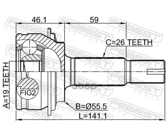 Купить ШРУС ВНЕШНИЙ 19Х55,6Х26 TOYOTA YARIS KSP90/NLP90/NSP90/SCP90 05-11 0110-KSP90Z19