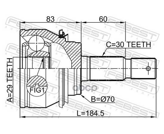 Купить ШРУС НАРУЖНЫЙ 29X70X30 TOYOTA TACOMA 2004.09- FEBEST 0110-GRN245