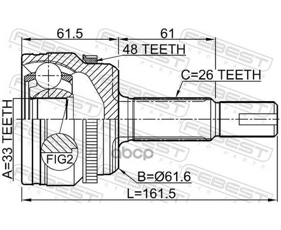 Купить ШРУС НАРУЖНЫЙ 33X61.6X26 TOYOTA CAMRY/HYBRID FEBEST 0110-ASV50LA48