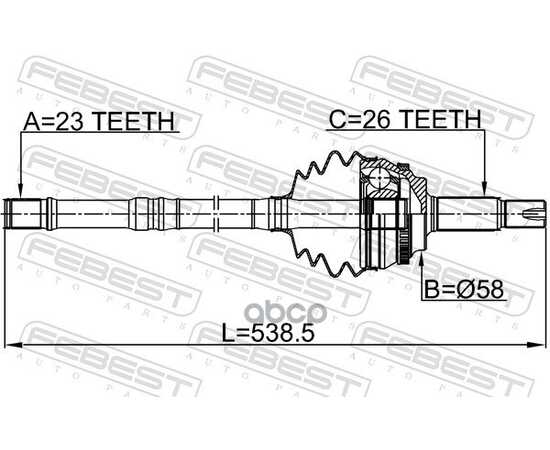 Купить ШРУС НАРУЖНЫЙ С ВАЛОМ 23X538X26 ПОДХОДИТ ДЛЯ TOYOTA COROLLA 5D ZZE122 2001.10-2007.02 [GR] 0114-ZZE120A48LH