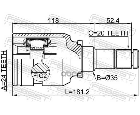 Купить ШРУС ВНУТРЕННИЙ L (КОМПЛ) TOYOTA AURIS II 2012-> /24X35X20MM FEBEST 0111-ZRE181LH