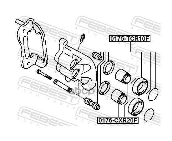 Купить РЕМКОМПЛЕКТ СУППОРТА ТОРМОЗНОГО ПЕРЕДНЕГО TOYOTA LITE/TOWNACE NOAH,V CR4#,5#,KR4#,52,SR40,50 FEBEST 0175-TCR10F