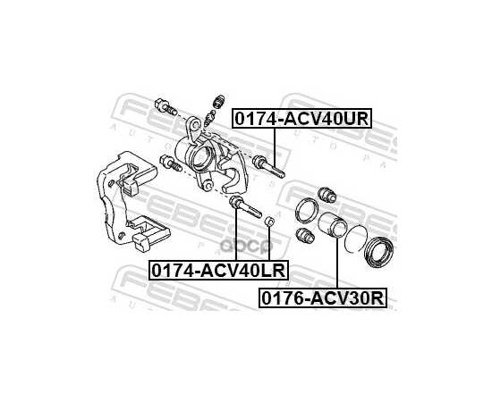 Купить ВТУЛКА НАПРАВЛЯЮЩАЯ ЗАДН СУППОРТА ВЕРХНЯЯ TOYOTA RAV4 05- 0174-ACV40UR