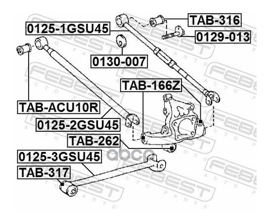 Купить БОЛТ С ЭКСЦЕНТРИКОМ TOYOTA KLUGER L/V ACU25/MCU25 4WD 2000-2007 0129-013