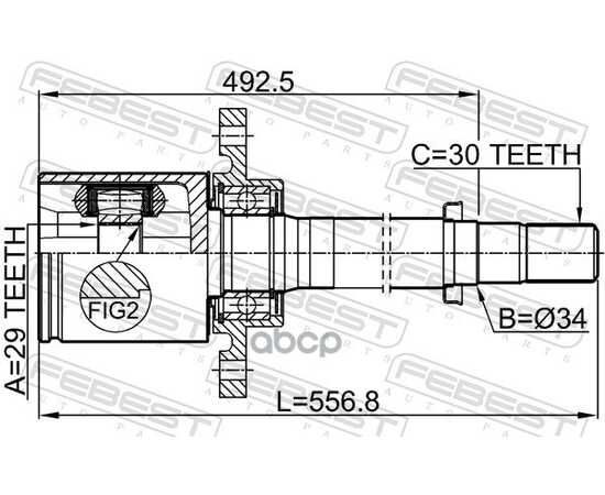 Купить ШРУС ВНУТРЕННИЙ R 29X34X30 NISSAN X-TRAIL RUSMAKE T31R 2009.10- FEBEST 0211-T31ATRH