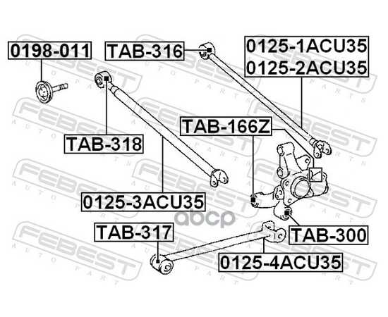 Купить БОЛТ С ЧАШКОЙ ЗАДН НЕРАВАЛЬНОЙ ТЯГИ LEXUS RX 03-08, TOYOTA HARRIER 05-12 0198-011