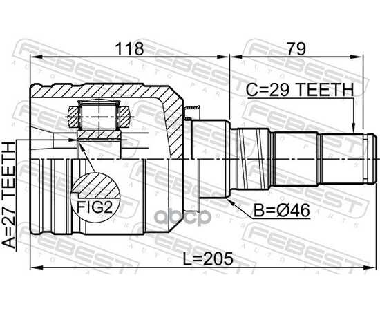 Купить ШРУС ВНУТРЕННИЙ ЛЕВЫЙ 27X46X29 NISSAN MAXIMA/CEFIRO A32 1994-2000 0211-CA33LH