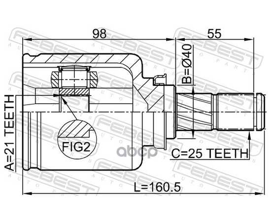 Купить ШРУС ВНУТРЕННИЙ 21X40X25 NISSAN NOTE UK MAKE 2006.01-2013.08 FEBEST 0211-E11AT