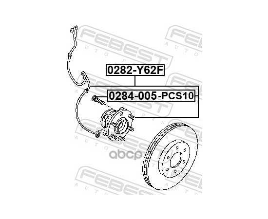 Купить ШПИЛЬКА КОЛЁСНАЯ NISSAN PATROL Y62 2012.11 (КОМПЛ- 10ШТ) 0284-005-PCS10