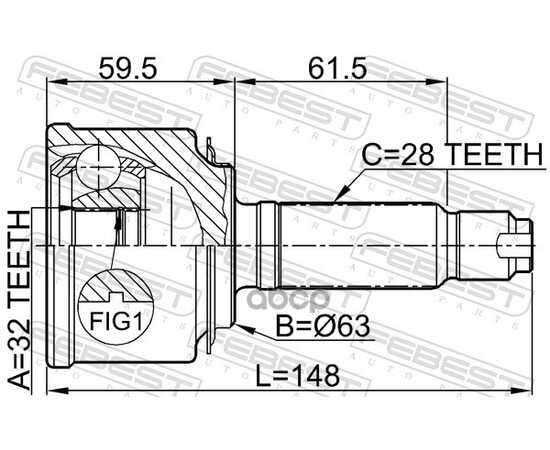 Купить ШРУС НАРУЖНЫЙ 32X63X28 HONDA ACCORD CL9 2003-2008 FEBEST 0310-057