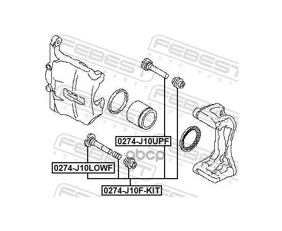 Купить ВТУЛКА НАПРАВЛЯЮЩАЯ СУППОРТА ТОРМОЗНОГО К-Т NISSAN QASHQAI 2006-2013 0274-J10F-KIT