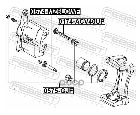 Купить НАПРАВЛЯЮЩАЯ ПЕРЕДНЕГО ТОРМОЗНОГО СУППОРТА MAZDA 6 III 2012-> FEBEST 0574-MZ6LOWF