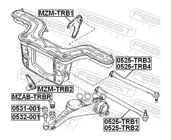 Купить РЫЧАГ ЗАДН ПОДВЕСКИ НИЖН ЛЕВЫЙ MAZDA TRIBUTE 00-11 0525-TRB1