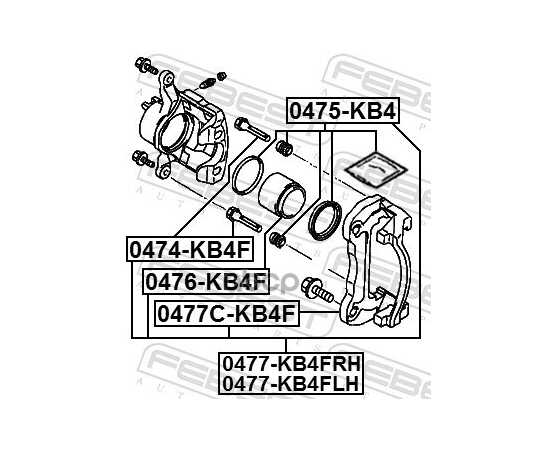 Купить СКОБА ПЕРЕДНЕГО ТОРМОЗНОГО СУППОРТА MITSUBISHI PAJERO/MONTERO SPORT FEBEST 0477C-KB4F